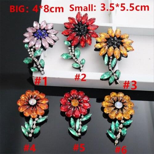 1 PCS Rhinestones beads Flower patches applique sew on beaded applique clothes shoes bags decoration patch DIY accessories