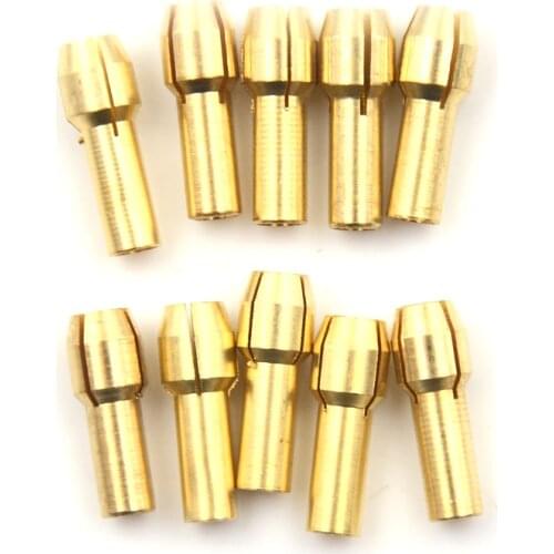 10pcs/Set Gold Dia 0.5-3.2mm 4.3mm Shank Small Electric Drill Bit Collet Micro Twist Drill Collect Chuck Set