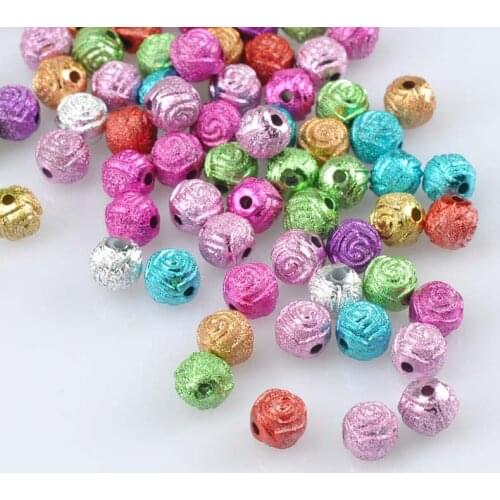 150pcs Mixed Candy Color Acrylic Neon Matte flower spacer beads For Jewelry Handmade 8mm YKL0534X