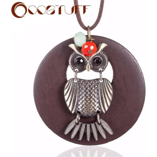 Vintage Statement Owl Wooden Pendant Necklace Fashion Custom Jewelry Gifts for Women Choker Initial Long Chain Sweater Chokers