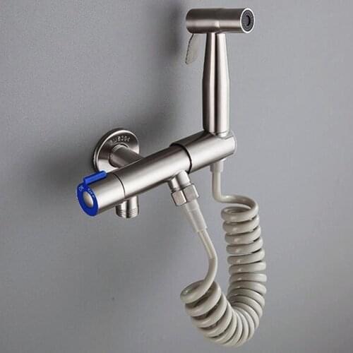 Stainless Steel Handheld Shower Head Set Douche Toilet Bidet Spray Wash Jet Shattaf with Spring Hose Sink Hose Spray