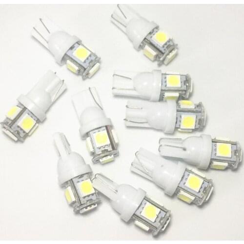 500pcs T10 W5W LED White Blue Red Yellow ray Bulb 5SMD car LED 5050 194 168 Super Bright wedge Lights bulbs Reading Lamps