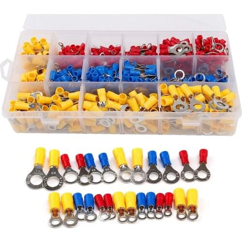 650Pcs Assorted Insulated Ring Crimp Terminal Electrical Wire Connector Set Red Blue Yellow