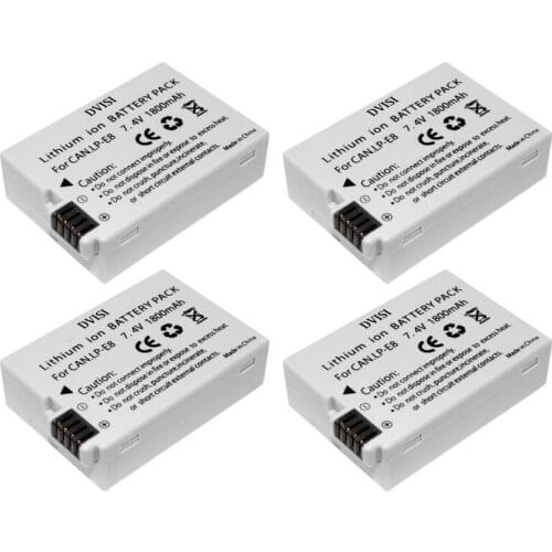 DVISI 4pcs/lot LP-E8 lp-e8 Rechargeable Camera Batteries for Canon 550D 600D 650D 700D X4 X5 X6i X7i T2i T3i T4i T5i DSLR Camera