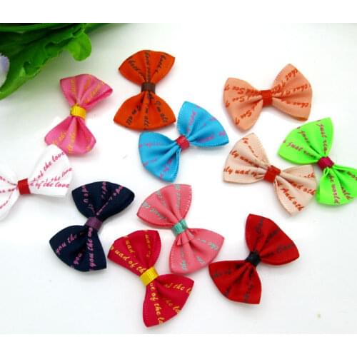 50pcs Mixed Baby Satin Ribbon Bowknot Polyester Hair Clips Applique DIY Craft Wedding Bow Tie Scrapbooking Decoration 3.5x2.2cm