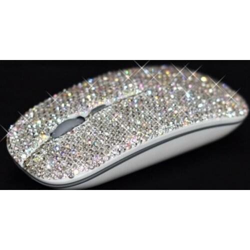 Creative diamond-studded crystal wireless mouse suitable for Apple laptop macbookair white wireless mouse