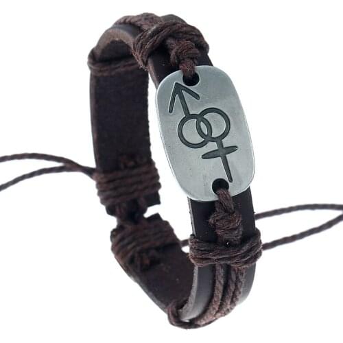 Punk Fashion Alloy Charm Bracelet Wrap Vintage Genuine Leather Rope Wristbands Retro Unisex Adjustable Bangle Men Women Jewelry