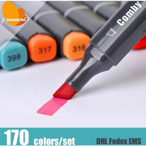 Fast Delivery!!Manufacture selling!! Comby Brand New Alcohol based permanent art marker pen170pcs/lot with free cases