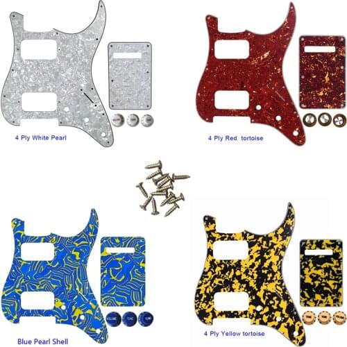 Guitar Parts - For US 11 Screw Hole Standard Strat ST HH Humbucker Guitar Pickguard & Back Plate & Control Knob
