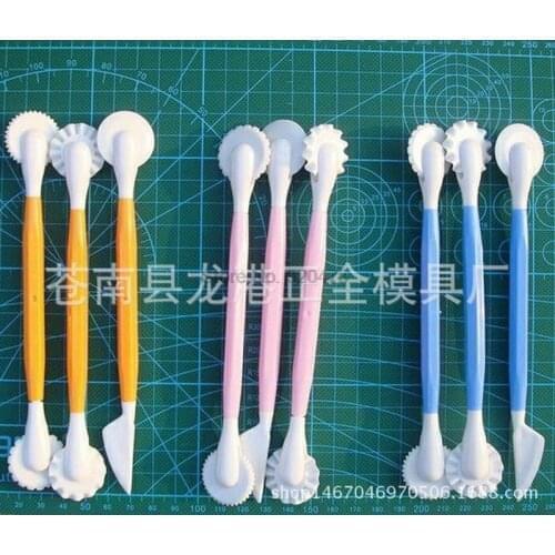 By dhl 200set practical 3pcs/set Plastic Cake Decorating Pen 6 Patterns Flower Modelling Tool Decorating Tools
