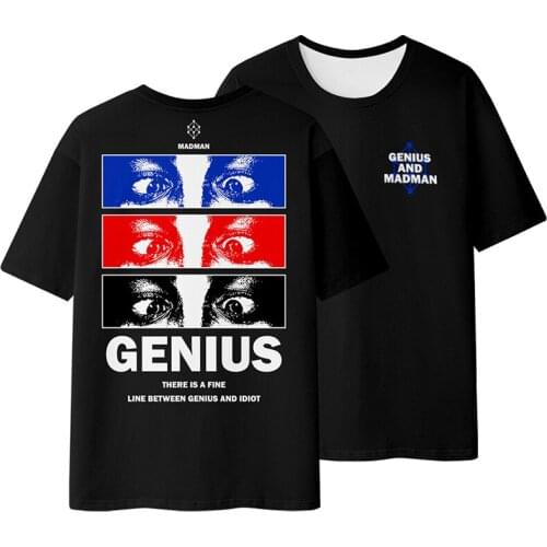 Genius and Madman 3d T-shirt Print Funny Fashion Men Women T Shirts Tops Sport O-neck Short Sleeve Boys Girls T-shirts Tee Shirt