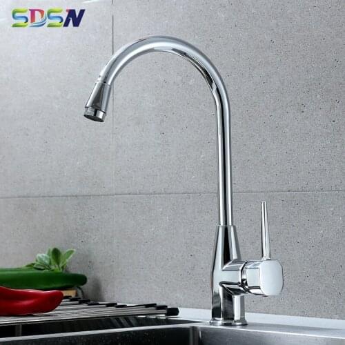 Chrome Kitchen Faucet SDSN Quality Copper Alloy Kitchen Sink Faucets 360 Roation Frog Kitchen Mixer Tap Hot Cold Kitchen Faucet