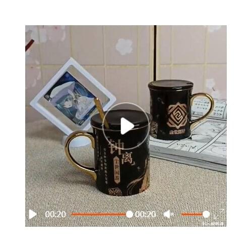 2021New Anime Genshin Impact Liyue Harbor Zhongli Ceramic Mug Cup Men Women Cup Cartoon Water Hot stamping Coffee Cup Daily Gift
