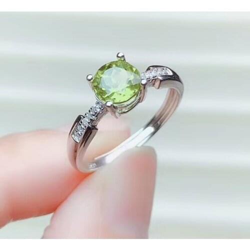 CoLife Jewelry 925 Silver Peridot Ring for Engagement 6mm VVS Grade Natural Peridot Silver Ring Fashion Silver Gemstone Ring