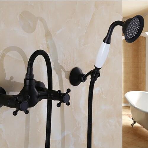 Bathtub Faucet Wall Mounted Black Oil Brushed Bathtub Faucet With Hand Shower Bathroom Bath Shower Faucets Torneiras