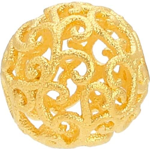 Best 24K Yellow Gold Beads 999 Gold Hollow Round 8mm Beads