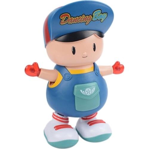 Cute Appearance Electric Dance Bighead Boy Figures Toys Fashion Lighting Music Dancing Robot Toys for Children Best Gift