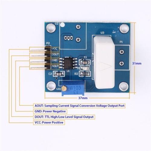 WCS1800 Hall Current Detection Sensor Module 35A With Overcurrent Signal