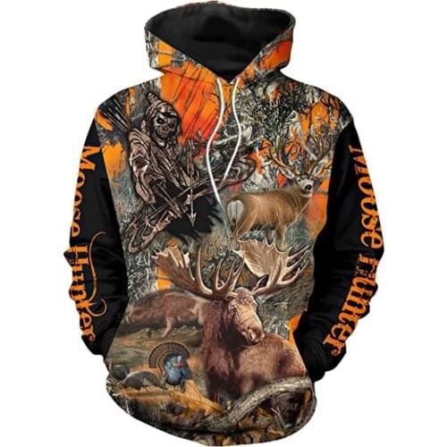 Hunting deer 3D Printed Mens Hoodies Harajuku Streetwear Autumn Hooded Sweatshirt Unisex Casual Jacket Tracksuits TD1544157