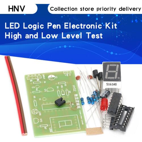 DIY LED PCB Digital Display LED Logic Pen Electronic Kit High and Low Level Test Circuit Soldering Practice Board Kit
