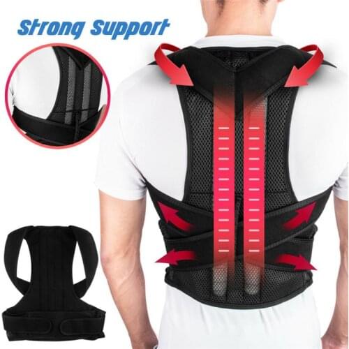 Invisible Back Posture Correction Belt Black Adjustable Back Shoulder Lumbar Brace Support Belt Posture Corrector Unisex S-4XL