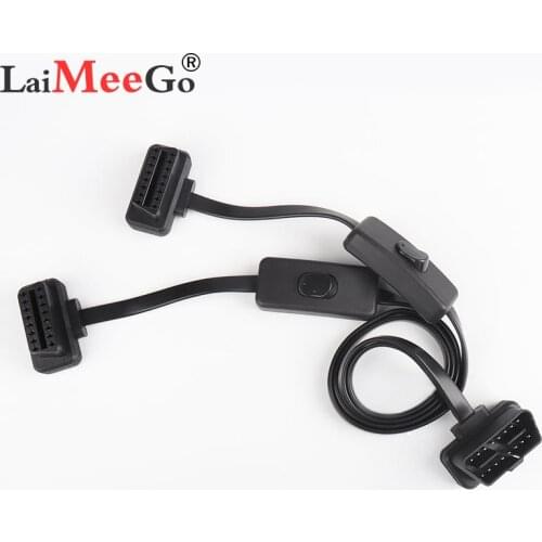 Newest Male to Female Connector OBD OBD2 16PIN Power Switch Diagnostic Tool Lenght 60CM Switch ON/OFF Save Power For ELM327