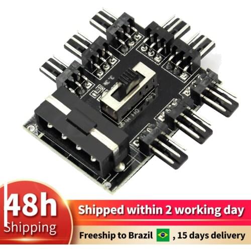 4PIN/SATA Adapter Fan Hub 1 to 8 3Pin Pwm Sata Molex Fan Hub Splitter Cooling PC Mining Cable 12V Power Suppply Speed Controller