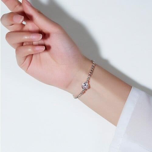 Rinhoo Rose Gold Color Round Tennis Bracelet For Women Cubic Zirconia Charm Bracelets & Bangles Femme Wedding Jewelry