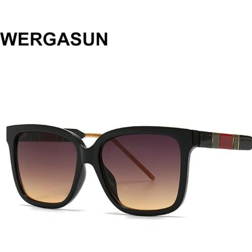 WERGASUN New Square Sunglasses Unisex Square Vintage Sun Glasses Famous Brand Sunglasses Oculos Feminino for Women Men