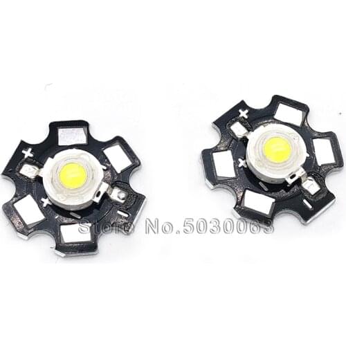 2pcs 1W 3W 5W High Power LED Beads Full Spectrum Pure White With 20mm Black Star PCB Heat sink Aluminum Substrate DIY lights