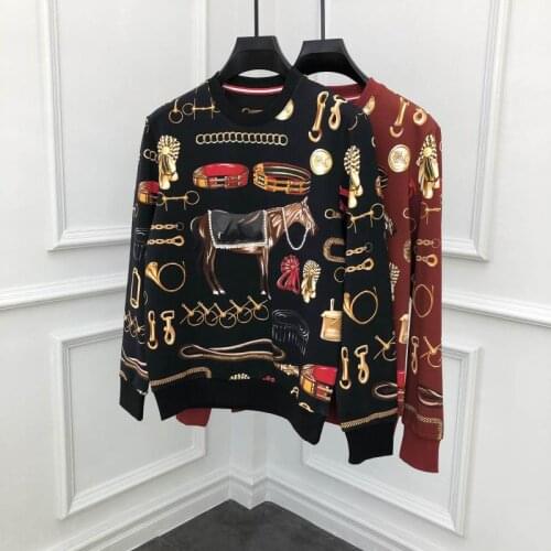 Plus Size Women/Men Fashion Hoodies Autumn Winter Pullover Vintage Horse Print Casual Black Wine XXL XXXL Hooded Tops