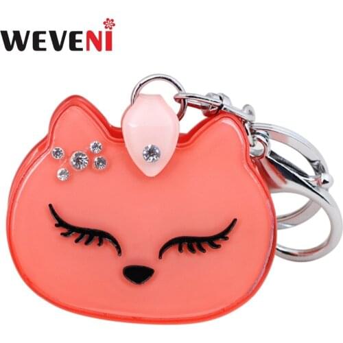 WEVENI Handbag Shape Cat Model Key Chain Key Ring For Women Bag Accessory Charm Trendy Acrylic Jewelry Keychain Souvenir
