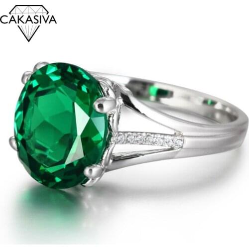 Womens Fashion 925 Sterling Silver Emerald Zircon Ring Engagement Wedding Gift Jewelry Ring Wholesale