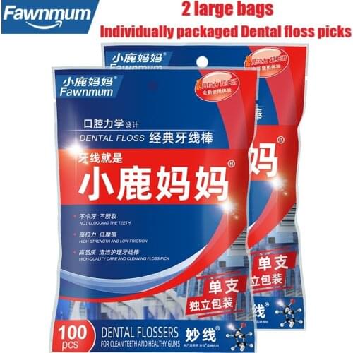 Fawnmum 2 Bags Dental Floss Picks Dentist Materials Oral Hygiene Plastic Toothpicks Teeth Cleaning Dentistry Tool Beauty Health