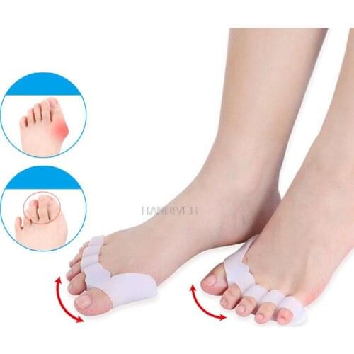 2Pcs Silicone Five Toe Correction Bunion Corrector Hallux Valgus Corrector Big Foot Bone Overlap Protector Straightener For Toes