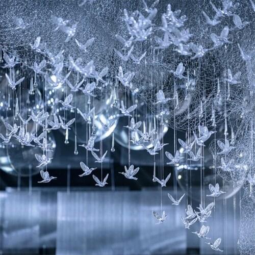 20pcs Clear Acrylic Hummingbird Wedding Hanging Window Display Christmas Holiday Party Kindergarten Ceiling Bird Ornaments