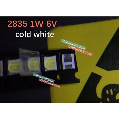 2000PCS/Lot 3528 LED 1W 6V 2835 3528 LCD TV backlight lamp bulb cold white 96LM