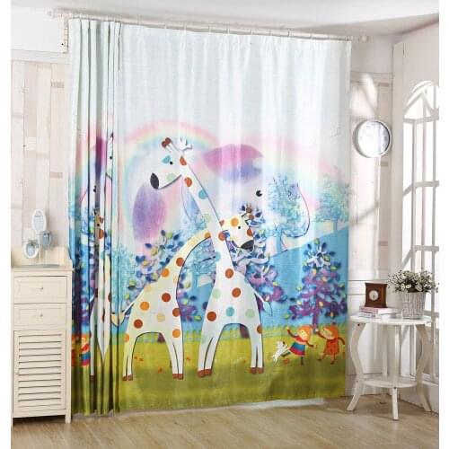 2016 New Korean 3D Printing Color Shade Curtains Children Cartoon Deer Product Customization