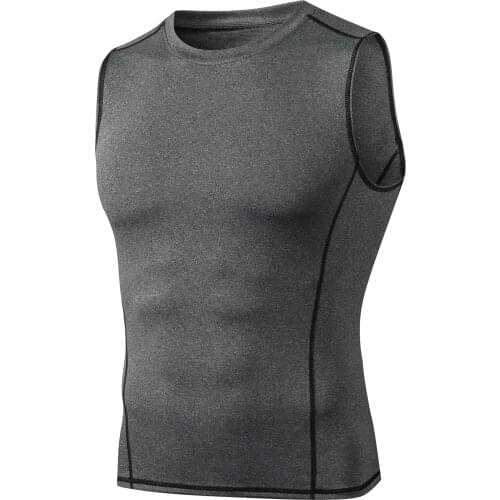 2021 Compression Sleeveless Shirts Mens Running Vest Tank top Bodybuilding Sport Weightlifting Singlet Workout Fitness T Shirt