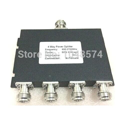 698~2700MHz 4-Way Splitter N Female Power Splitter 1-4 Divider for 2G 3G 4G Cell Phone Signal Booster Repeater Signal Amplifier
