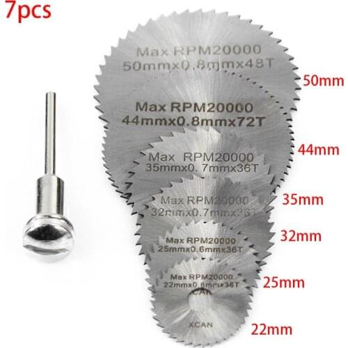 7Pcs Dremel Accessories Rotary Tool Circular Saw Blades Cutting Discs for Mini Drill Wood Cutting Power Tool 22/25/32/35/44/50mm