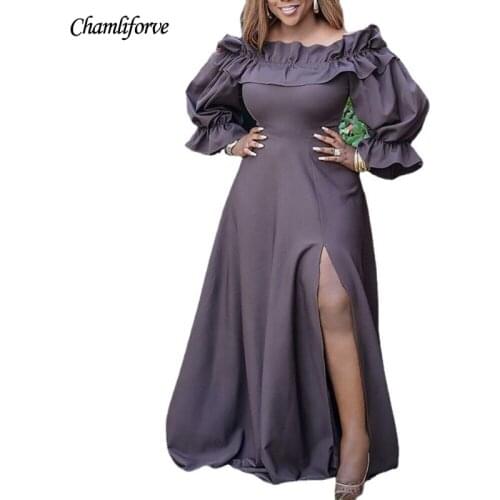 African Dresses For Women Off Shoulder Party Dress Sexy Bodycon Wrap Dresses Puff Long Sleeve Party Africa Clothing