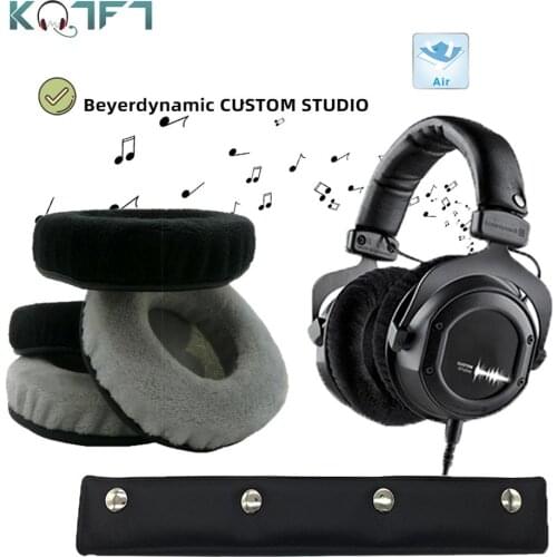 KQTFT Velvet Replacement EarPads Headband for Beyerdynamic CUSTOM STUDIO Headset Universal Bumper Earmuff Cover Cushion