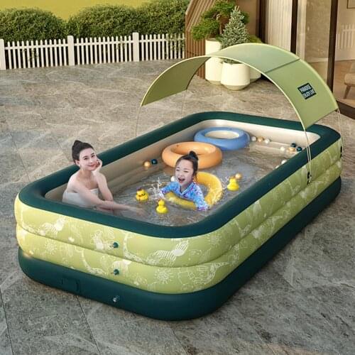 Large Swimming Pool for Family Wireless Automatic Inflatable Thickened Square Tub with Sunshade Garden Backyard Baby Ball Pool