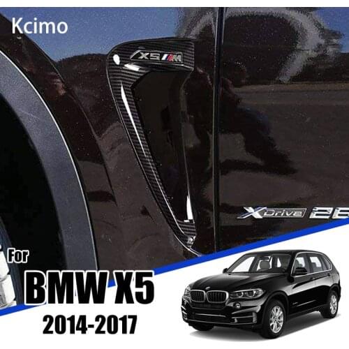 For BMW X5 F15 X5M F85 2014 ~ 2017 ABS Xdrive Carbon Fiber Shark Gills Side Decoration Fender Vent Trim 2015 2016