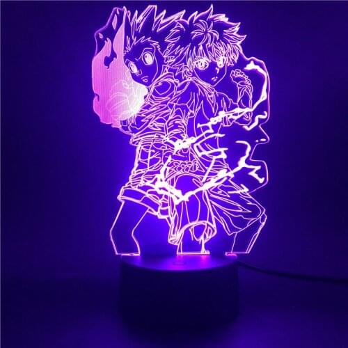 HUNTER×HUNTER Gon and Killua Figure 3d Anime Night Light LED 3d Illusion Table Night Lamp Bedroom Lampara for Home Gift Toys