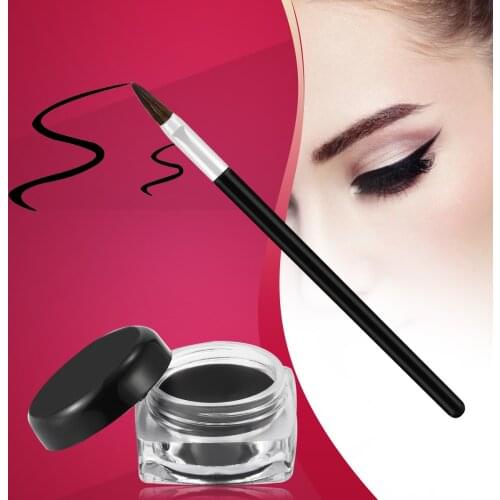 Professional Black Eyeliner Gel Cream Popular Waterproof Eye Liner Gel With Eye Liner Brush Women Eye Cosmetics Makeup Tools
