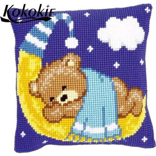 DIY needle cushion mat embroidery cartoon pillowcase cross stitch pillow kits fabric embroidery needlework set throw pillow
