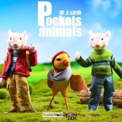 JXK 7" Pockets Animals Mouse Rat Sparrow Figure Pet Healing Figure Animal Collector Toy Resin Desktop Decoration Gift