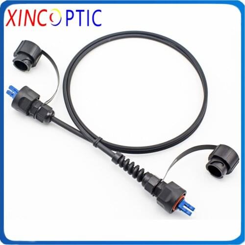 IP67 2Fibers ODVA-LC Duplex 150M MM 50/125 Multimode OM3-150 5.0mm LSZH Black 2Core/2C Fiber Optic Patch Cord Cable without Reel